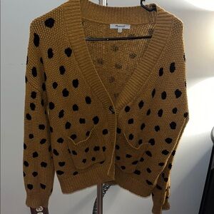 Madewell Polka Dot Cardigan Sweater - and Black